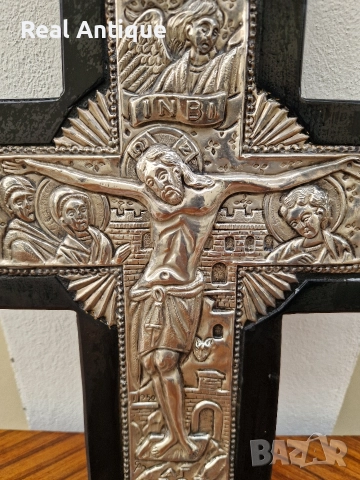 Страхотна антикварна сребърна икона кръст сертификат маркировки , снимка 6 - Антикварни и старинни предмети - 52648097