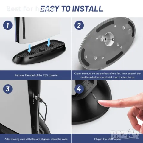 PS5 стойка с охлаждащ вентилатор и RGB led светлина от Welltop, снимка 4 - Аксесоари - 49877439