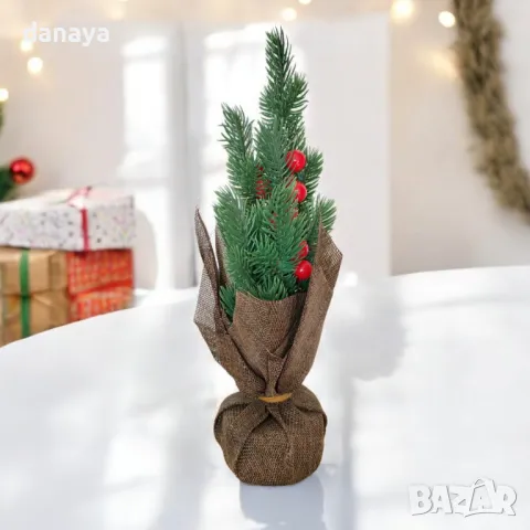 5318 Коледна украса елхичка в подаръчно чувалче, 33 см, снимка 2 - Декорация за дома - 47619041