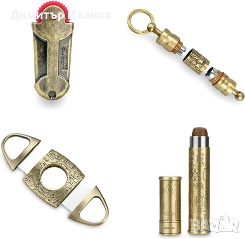 Подаръчен комплект от пепелник,запалка,ножица,гилотина,туба,пънчър  за пури, снимка 2 - Други - 51015612