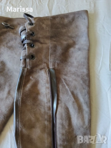 Италиански ботуши над коляното – естествен велур, Vera Cuoio, снимка 5 - Дамски ботуши - 53762972