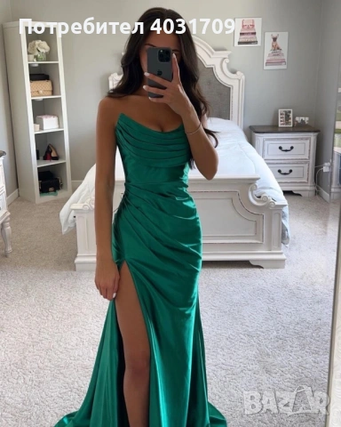 Дълга сатенена рокля , снимка 2 - Рокли - 53476697
