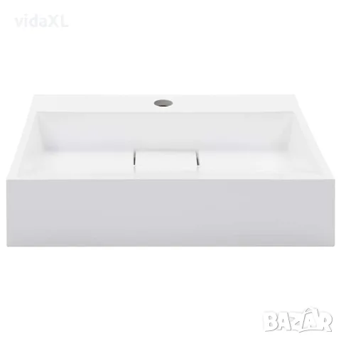 vidaXL Мивка, 50x38x13 см, минерална/мраморна отливка, бяла, снимка 3 - Мивки - 56146114