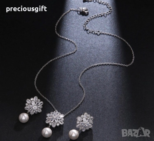 Комплект бижута от неръждаема стомана - колие и обеци, снимка 3 - Бижутерийни комплекти - 52217128