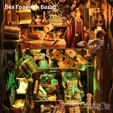 Нов Book Nook магическа миниатюра за рафт – 3D модел с LED светлина, снимка 2 - Други - 53691887