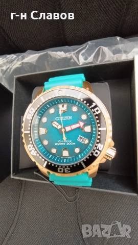 Citizen Promaster Diver 200m Watch BN0162-02X Eco-Drive Turquoise Blue & Gold, снимка 6 - Мъжки - 52128137