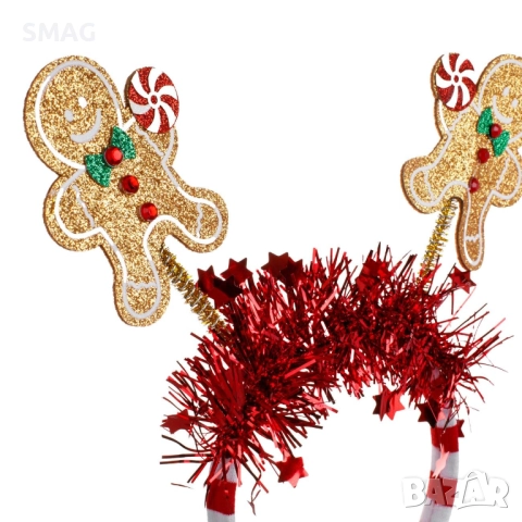 Коледна диадема райе Gingerbread със златен брокат_1255088, снимка 2 - Шноли, диадеми, ленти - 52690669