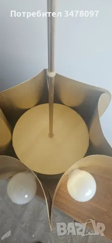 Vintage Space Age Brass Chandelier 1970s Lumet Poznań Petal Pendant Light MCM, снимка 6 - Антикварни и старинни предмети - 56183022