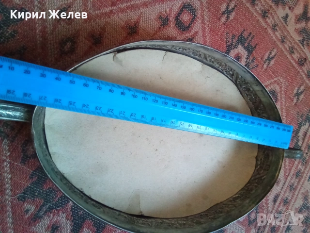 Античен поднос с дръжки декориран сребърен или посребрен 54307, снимка 3 - Антикварни и старинни предмети - 53601258