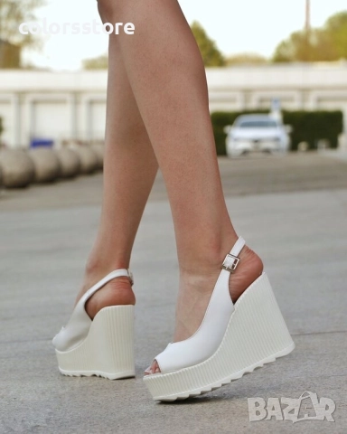 Сандали на платформа - бяла кожа - VDL80 , снимка 2 - Сандали - 51479895