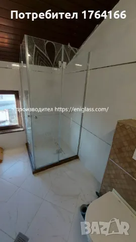 Стъклена стационарна душ кабина с химически матирани стъкла с шарка, снимка 5 - Душ кабини и вани - 48099840