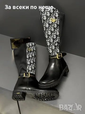 Christian Dior Луксозни Дамски Ботуши До Коляното С Монограм И Кожа Код SEM-768, снимка 2 - Дамски ботуши - 56116673