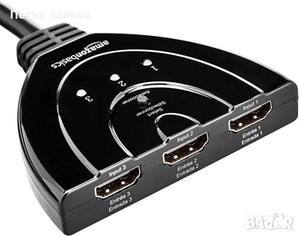 3-портов HDMI превключвател с кабел с пигтейл поддържа Full HD 4K@30Hz видео, 3 в 1 изход, снимка 4 - Друга електроника - 40823786