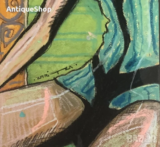 Картина, пастел, подписана, живопис, жена, портрет, снимка 4 - Картини - 50444889