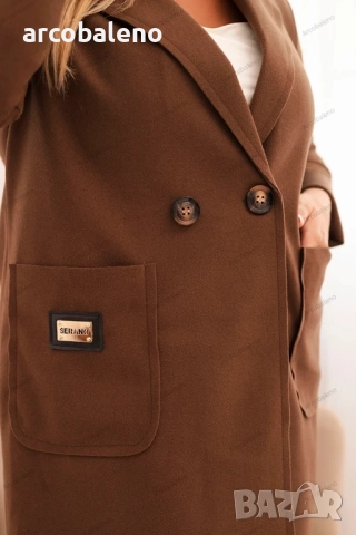 Елегантно дамско палто Plus Size с яка и големи джобове, 8цвята , снимка 5 - Палта, манта - 51458388