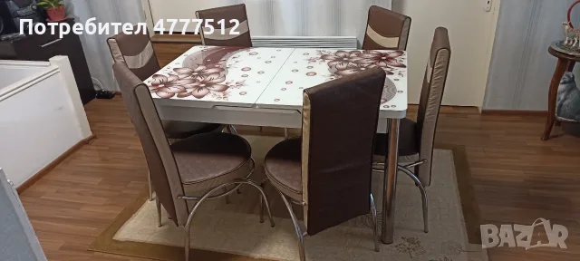 Трапезна маса с шест стола , снимка 4 - Маси - 55781290