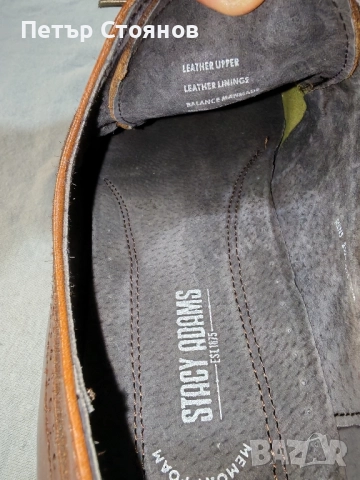 Мъжки официални обувки от естествена кожа Stacy Adams №48, снимка 7 - Официални обувки - 52522769