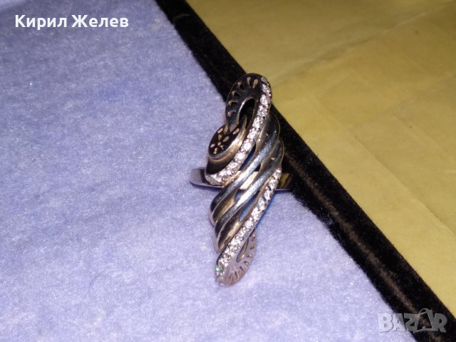 ЕЛЕГАНТЕН МОДЕН ПОЗЛАТЕН СРЕБЪРЕН ПРЪСТЕН СРЕБРО 925 с ФАСЕТИРАНИ ЦИРКОНИ ДИЗАЙНЕРСКО АРТ БИЖУ 34368, снимка 14 - Пръстени - 39507400