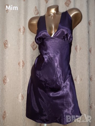  Hunkemoller L Тъмно лилава сатенена нощница , снимка 4 - Нощници - 41769460