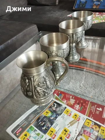 калаено сребърни бокали, снимка 4 - Антикварни и старинни предмети - 50105220