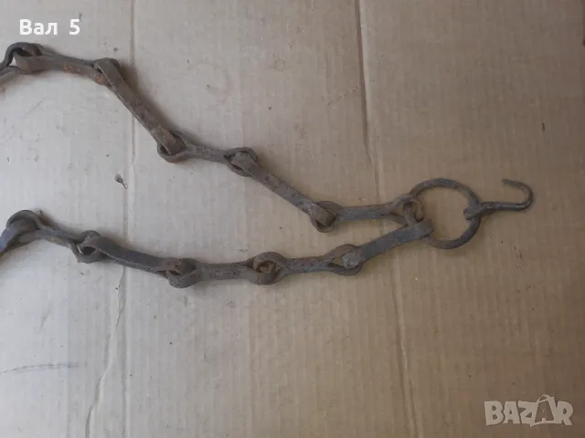 Стара верига за огнище от ковано желязо , здрава, снимка 2 - Антикварни и старинни предмети - 50327031