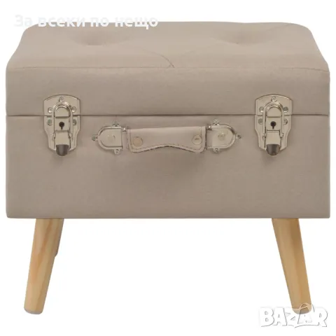 Табуретка за съхранение, 40 см, бежова, текстил, снимка 7 - Дивани и мека мебел - 47826408