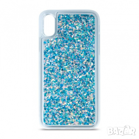 Силиконов калъф гръб кейс MBX Liquid с течност и брокат - iPhone 11 (6.1), Син