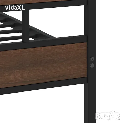 vidaXL Метална рамка за легло, без матрак, кафяв дъб, 160x200 см, снимка 7 - Спални и легла - 56147047