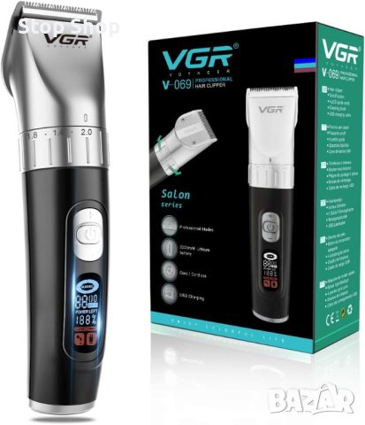 VGR професионална машинка за постригване безжична USB led с дисплей 