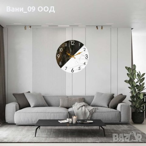 Стилен часовник в черно-бяло, снимка 2 - Стенни часовници - 41613175