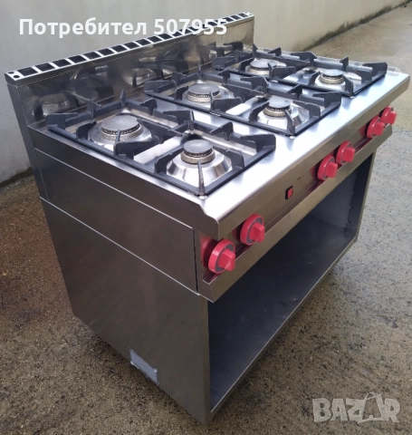 Професионален, италиански, газов котлон на база - 6 горелки, снимка 4 - Обзавеждане на кухня - 52365879