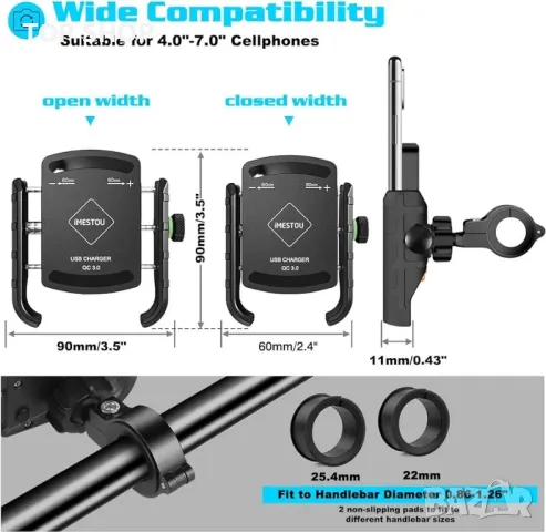 Стойка за мобилен телефон KWG за мотоциклет, снимка 3 - Калъфи, кейсове - 48735551