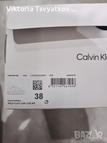 Calvin Klein бели маратонки естествена кожа – размер 38, снимка 4 - Маратонки - 55905639