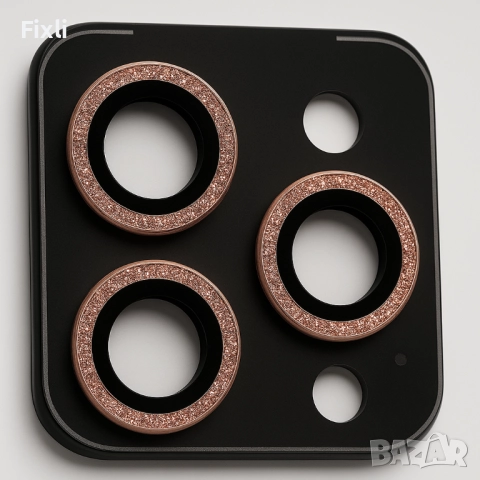 Камерен протектор с брокат за iPhone 17 Pro / Pro Max – розов, снимка 2 - Калъфи, кейсове - 52098291