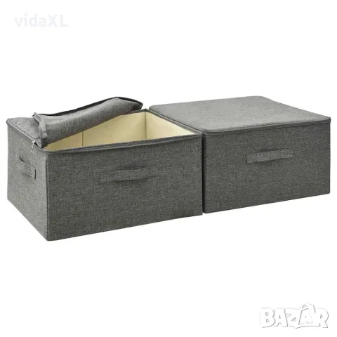 vidaXL Кутии за съхранение, 2 бр, текстил, 43x34x23 см, антрацит, снимка 7 - Кутии за съхранение - 56147024