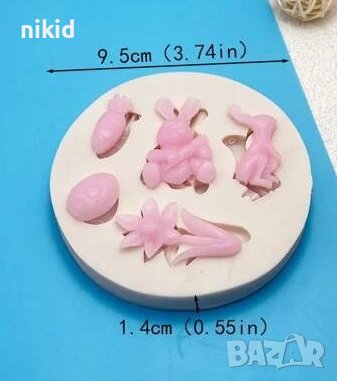 Заек морков великденско яйце цвете силиконов молд форма декорация и украса торта фондан шоколад, снимка 2 - Форми - 41587586