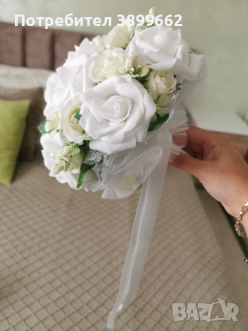 Сватбен букет, снимка 3 - Сватбени аксесоари - 51811173