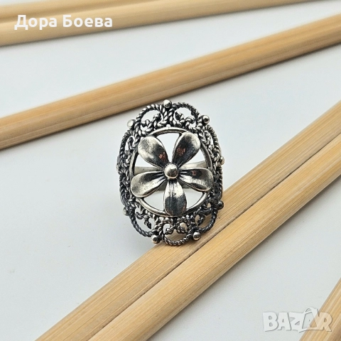 Сребърен пръстен: "Флоренция", снимка 2 - Пръстени - 52455621