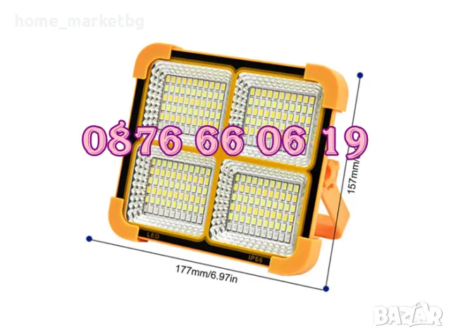 LED соларен прожектор 100W, LED Соларна къмпинг лампа 100W, размер 210х170 мм, снимка 2 - Къмпинг осветление - 50233815