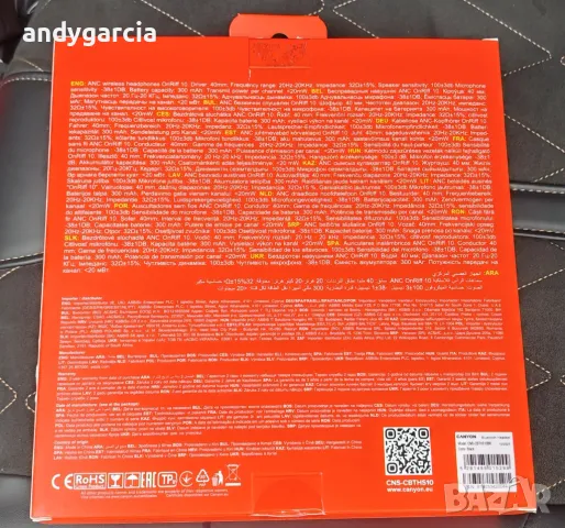 Безжични слушалки с микрофон Canyon - OnRiff 10, ANC, черни чисто нови с кутия, снимка 3 - Bluetooth слушалки - 49301790