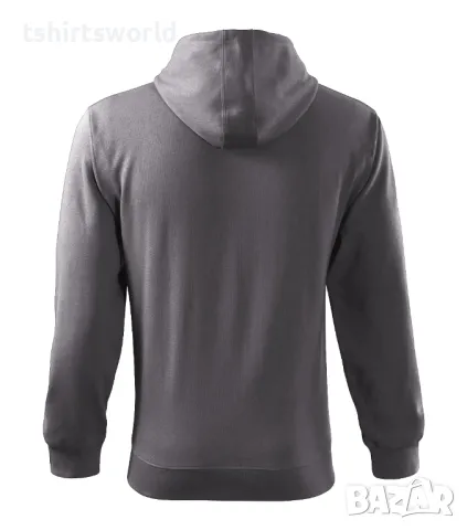 Нов мъжки суичър с ЦИП и качулка в тъмносив цвят, снимка 3 - Суичъри - 47968165