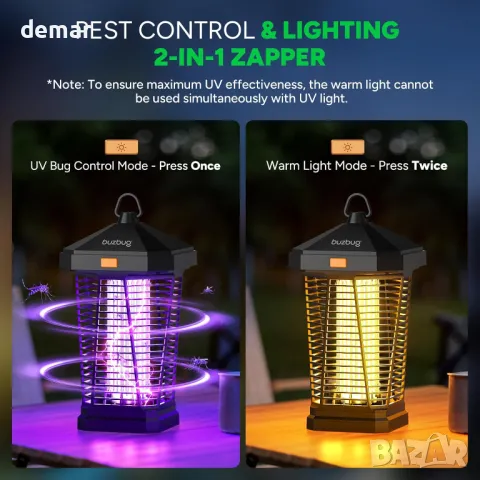 Buzbug 2 в 1 LED унищожител на насекоми 3800V, MA-20, снимка 3 - Други стоки за дома - 50020841