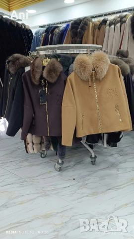 Палто от кашмир с естествен косъм, снимка 18 - Палта, манта - 53839414
