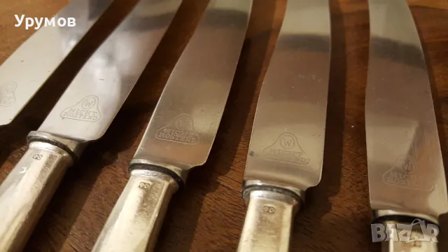 Винтидж трапезни ножове с посребрени дръжки Bruckmann Solingen – сет от 6 бр., снимка 5 - Прибори за хранене, готвене и сервиране - 47724707