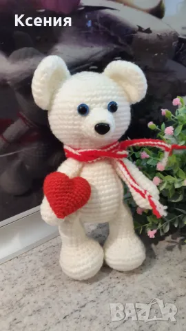 Подаръци за Св. Валентин. Плетена играчка Мече/МАРЕК/, снимка 1