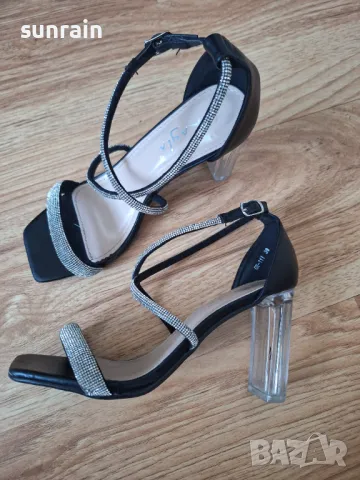 дамски обувки с блясък, камъчета, снимка 4 - Дамски обувки на ток - 50356018