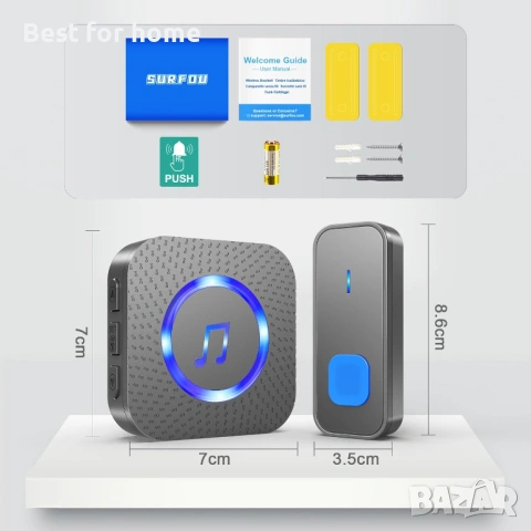 Безжичен звънец SURFOU, снимка 7 - Други стоки за дома - 53852637