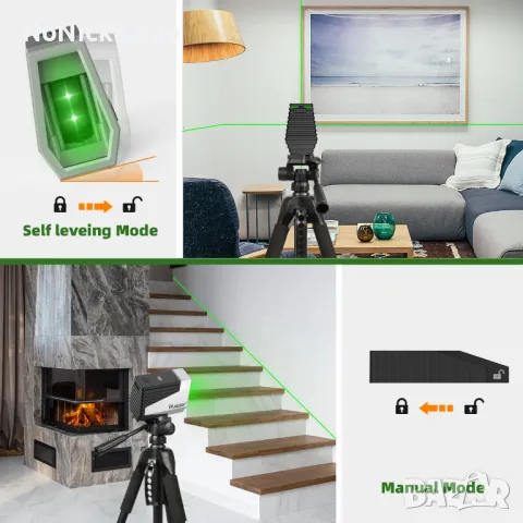 Huepar E011G лазерен нивелир зелен самонивелиращ се с кръстосани линии нивел лазер, снимка 10 - Измервателни инструменти - 48627874