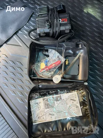 Автомобилен компресор 12V 250 PSI с манометър и комплект
