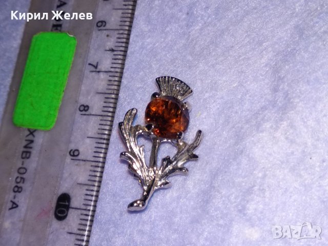 НЕЖНА ФЛОРАЛНА РЕТРО АРТ СКЪПОЦЕННА СРЕБРИСТА БРОШКА БЛАГОРОДНА СТОМАНА с ФАСЕТИРАН ТОПАЗ 38631, снимка 11 - Други - 41622930